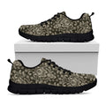 Brown Damask Pattern Print Black Running Shoes