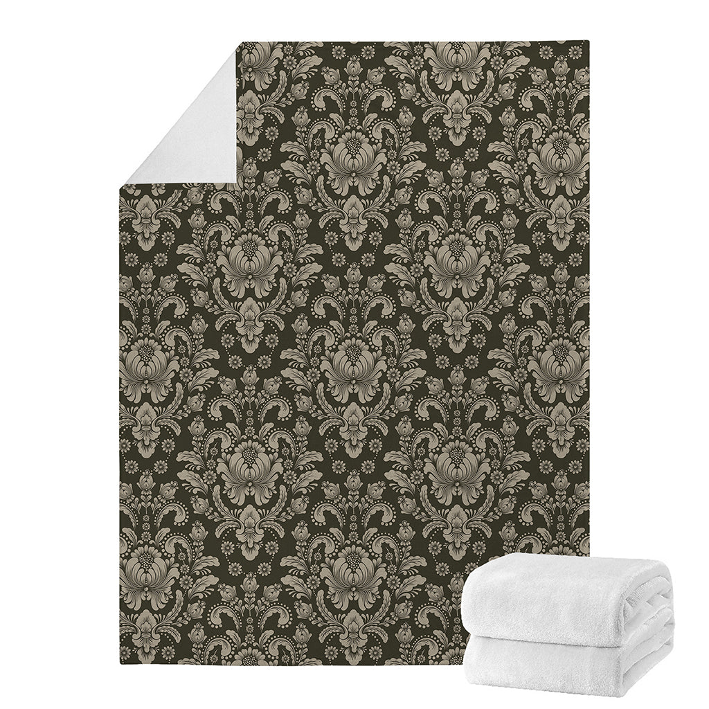 Brown Damask Pattern Print Blanket