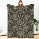 Brown Damask Pattern Print Blanket