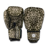 Brown Damask Pattern Print Boxing Gloves