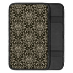 Brown Damask Pattern Print Car Center Console Cover