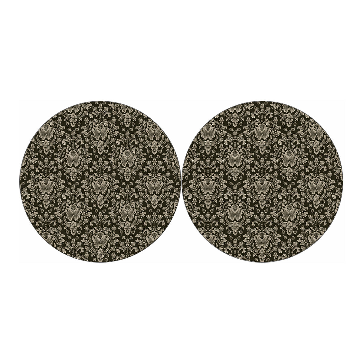 Brown Damask Pattern Print Car Coasters