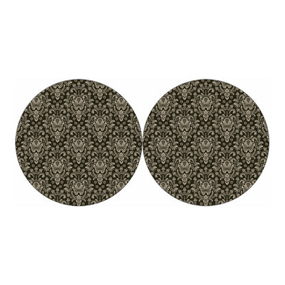 Brown Damask Pattern Print Car Coasters