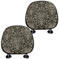 Brown Damask Pattern Print Car Headrest Covers