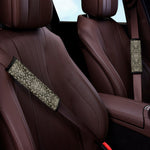 Brown Damask Pattern Print Car Seat Belt Covers