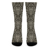 Brown Damask Pattern Print Crew Socks