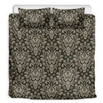 Brown Damask Pattern Print Duvet Cover Bedding Set