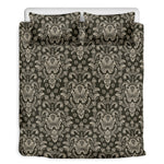 Brown Damask Pattern Print Duvet Cover Bedding Set