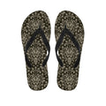 Brown Damask Pattern Print Flip Flops