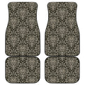 Brown Damask Pattern Print Front and Back Car Floor Mats