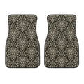 Brown Damask Pattern Print Front Car Floor Mats