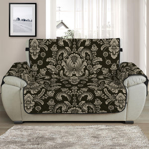 Brown Damask Pattern Print Half Sofa Protector