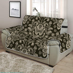 Brown Damask Pattern Print Half Sofa Protector