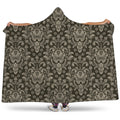 Brown Damask Pattern Print Hooded Blanket