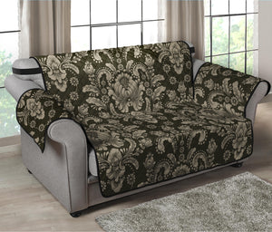 Brown Damask Pattern Print Loveseat Protector