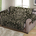 Brown Damask Pattern Print Loveseat Protector