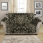 Brown Damask Pattern Print Loveseat Protector