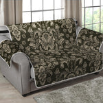 Brown Damask Pattern Print Loveseat Protector