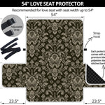 Brown Damask Pattern Print Loveseat Protector