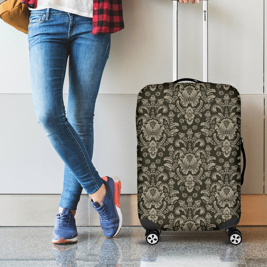 Brown Damask Pattern Print Luggage Cover