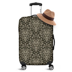Brown Damask Pattern Print Luggage Cover