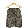 Brown Damask Pattern Print Men's Shorts
