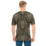 Brown Damask Pattern Print Men's T-Shirt