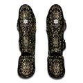 Brown Damask Pattern Print Muay Thai Shin Guards