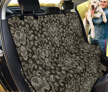 Brown Damask Pattern Print Pet Car Back Seat Cover
