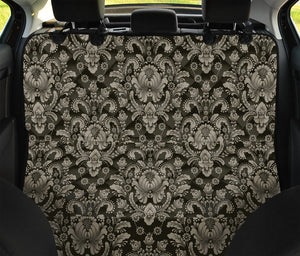 Brown Damask Pattern Print Pet Car Back Seat Cover