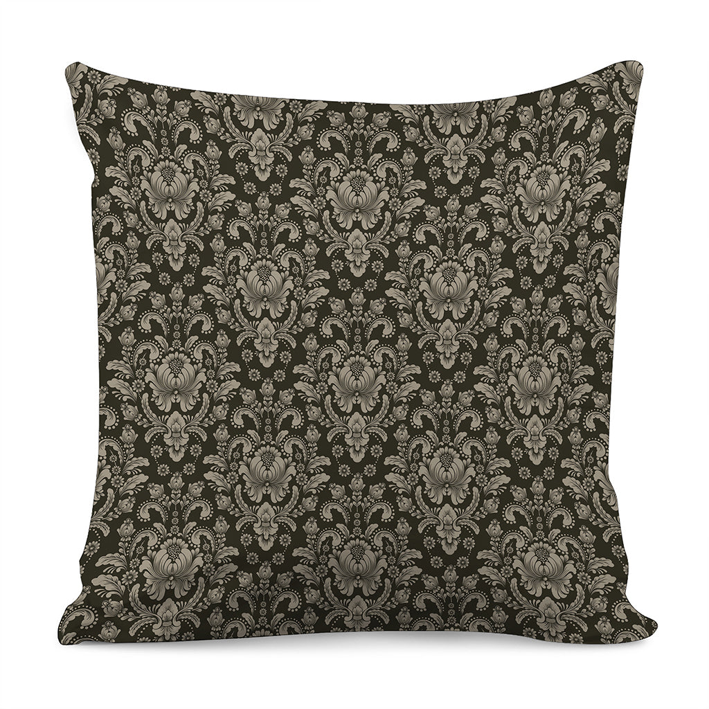 Brown Damask Pattern Print Pillow Cover
