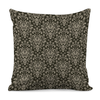Brown Damask Pattern Print Pillow Cover