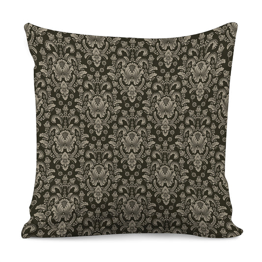Brown Damask Pattern Print Pillow Cover