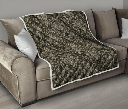 Brown Damask Pattern Print Quilt