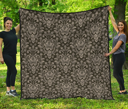 Brown Damask Pattern Print Quilt