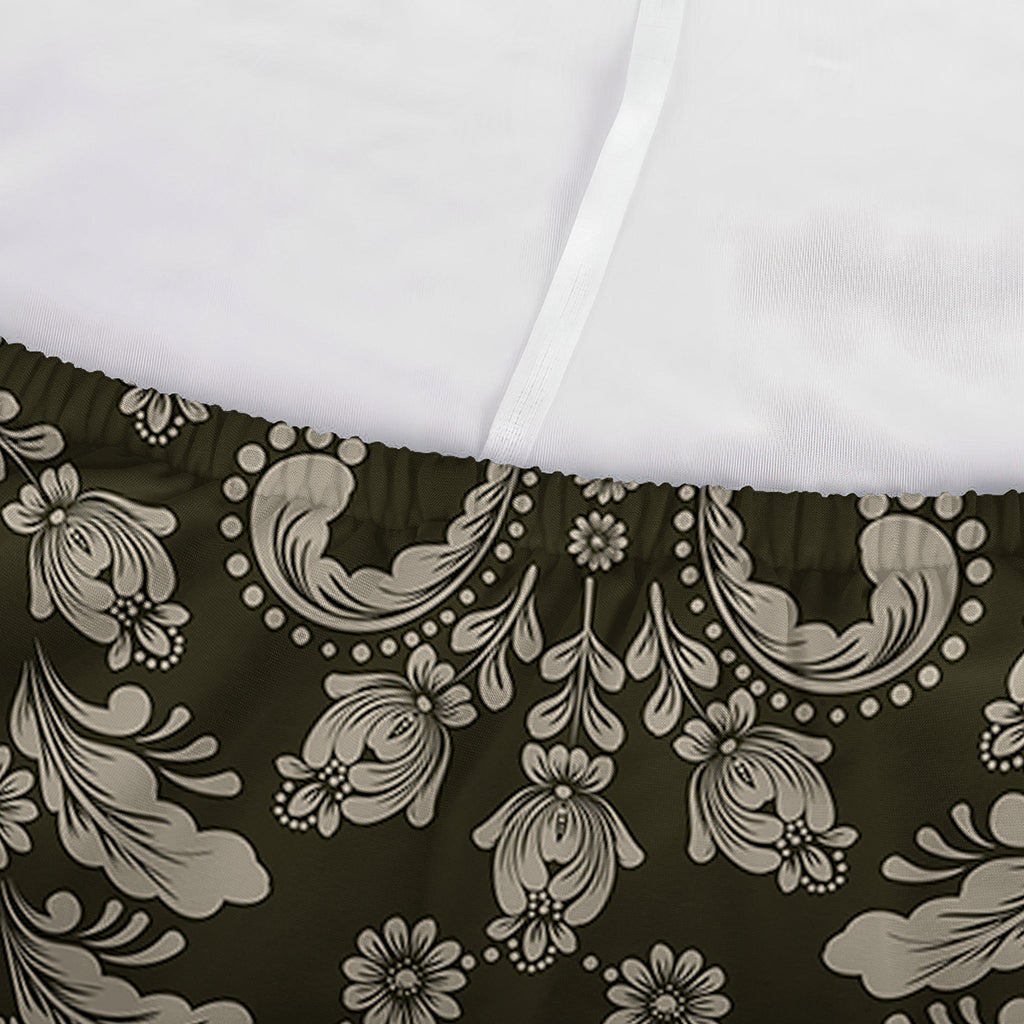 Brown Damask Pattern Print Sofa Cover