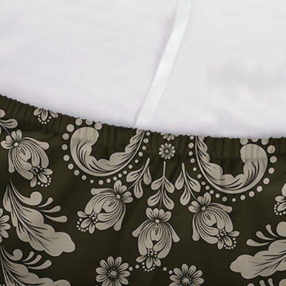Brown Damask Pattern Print Sofa Cover