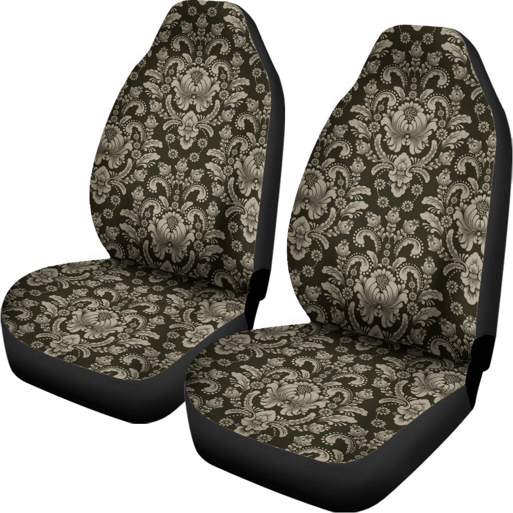 Brown Damask Pattern Print Universal Fit Car Seat Covers