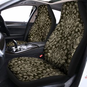 Brown Damask Pattern Print Universal Fit Car Seat Covers