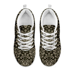 Brown Damask Pattern Print White Sneakers