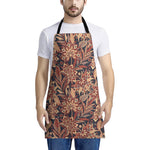 Brown Floral Bohemian Pattern Print Apron