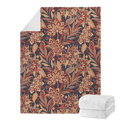 Brown Floral Bohemian Pattern Print Blanket