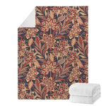 Brown Floral Bohemian Pattern Print Blanket
