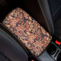 Brown Floral Bohemian Pattern Print Car Center Console Cover