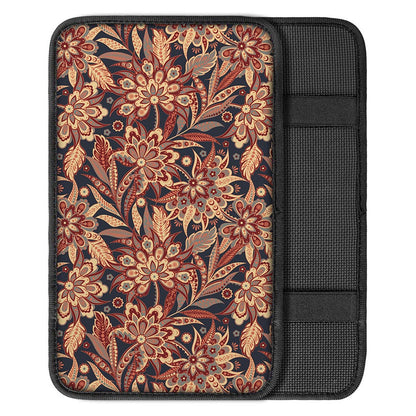 Brown Floral Bohemian Pattern Print Car Center Console Cover