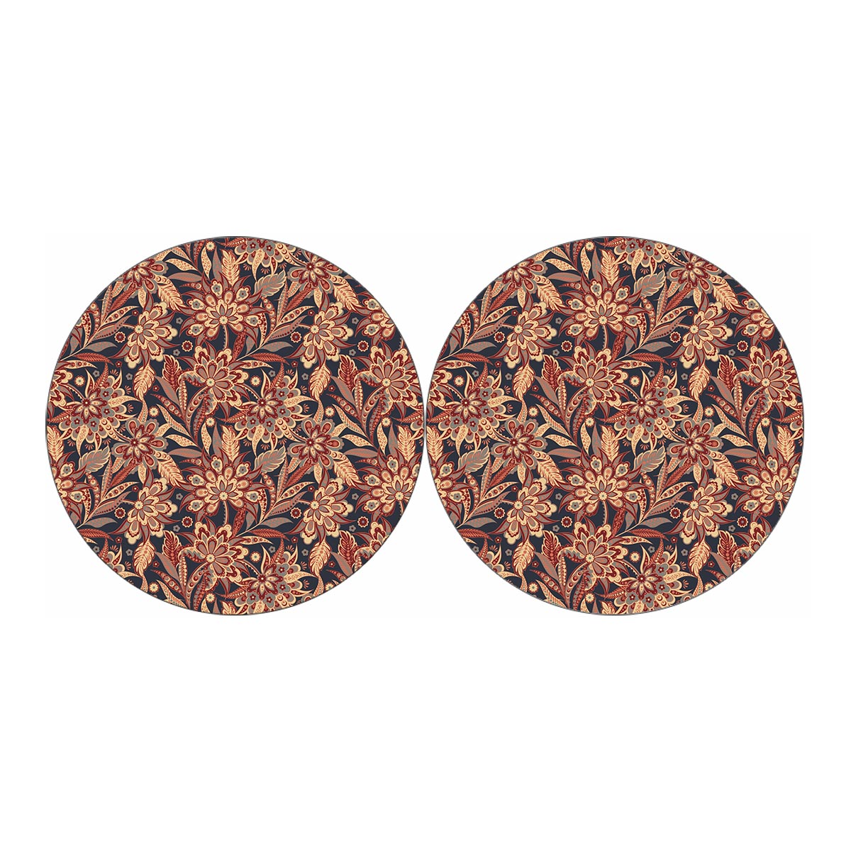 Brown Floral Bohemian Pattern Print Car Coasters