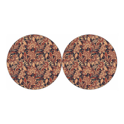 Brown Floral Bohemian Pattern Print Car Coasters
