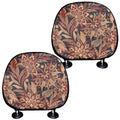 Brown Floral Bohemian Pattern Print Car Headrest Covers