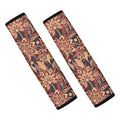 Brown Floral Bohemian Pattern Print Car Seat Belt Covers