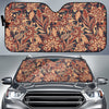 Brown Floral Bohemian Pattern Print Car Sun Shade GearFrost